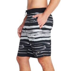 Speedo Men's Bondi Basin Printed Stripe Board Shorts Swim shorts Black White XXL